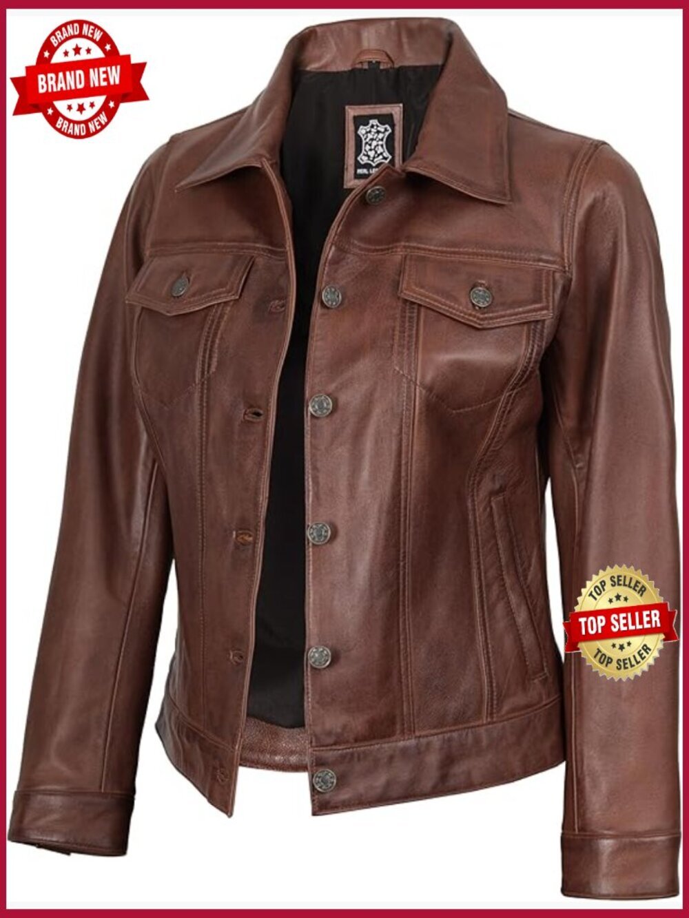 Real Lambskin Leather Jacket - Shirt Collar Slim Fit